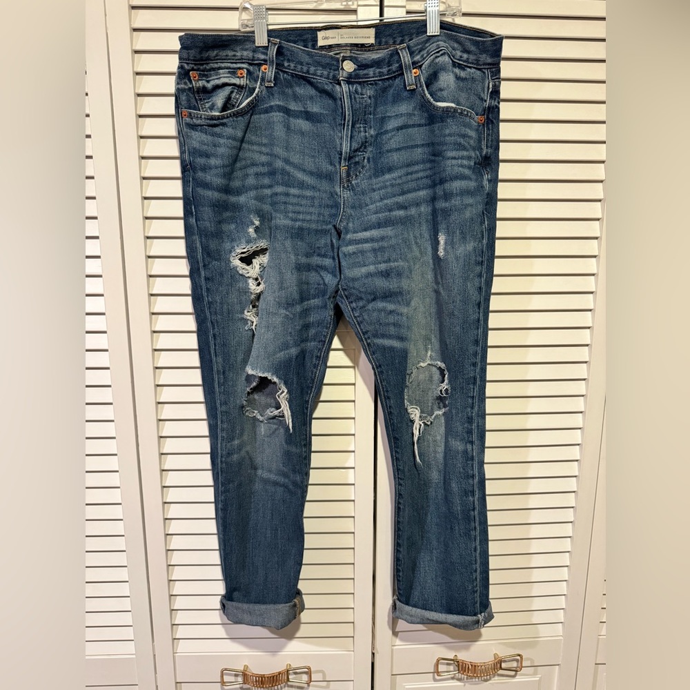 Gap Relaxed Boyfriend Distressed Cropped Denim